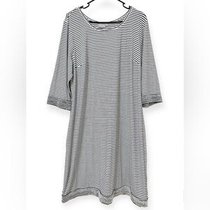 eShakti black and white striped sleeved dress